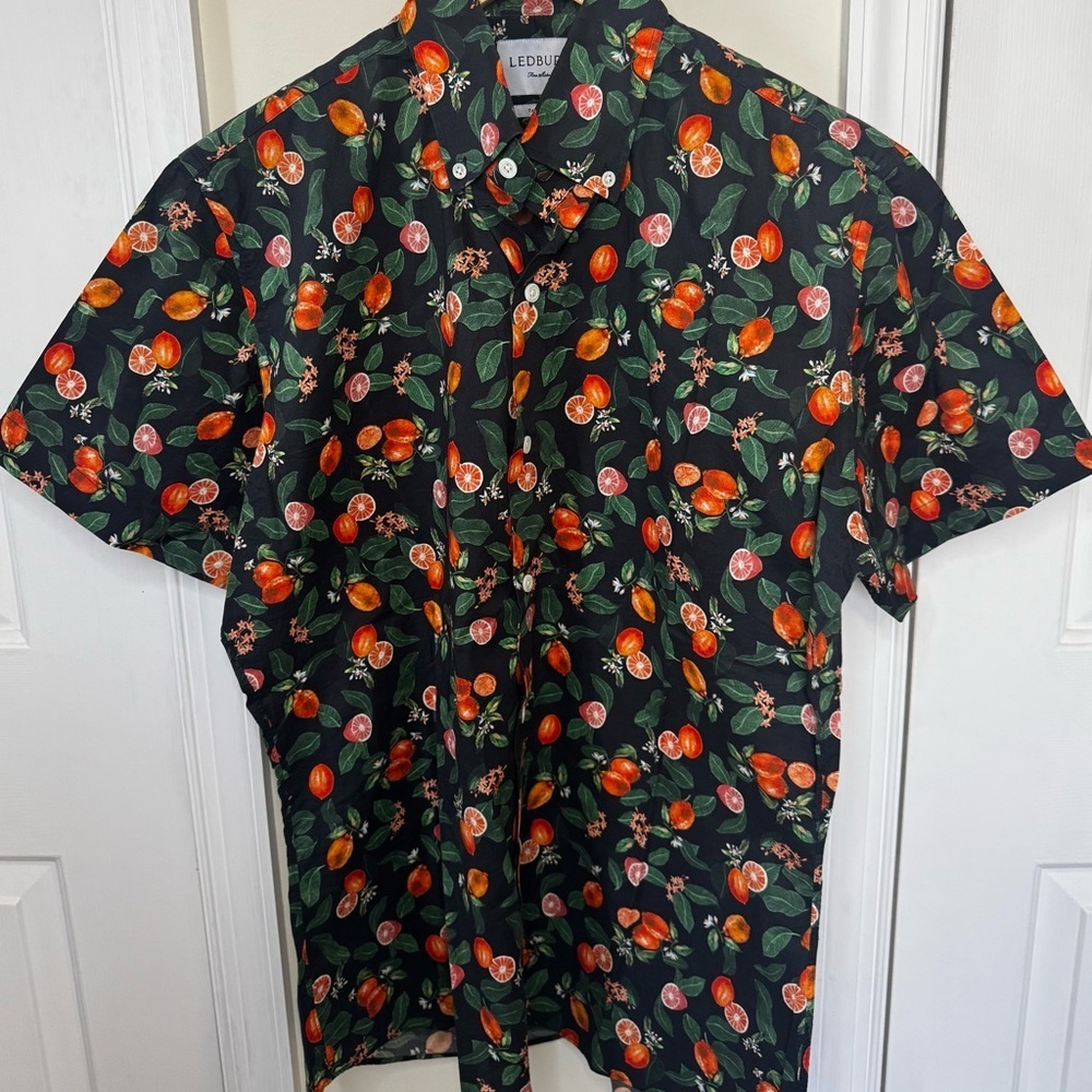 Vibrant Ledbury SS men’s citrus Print Men's Shirt - Picture 2 of 4